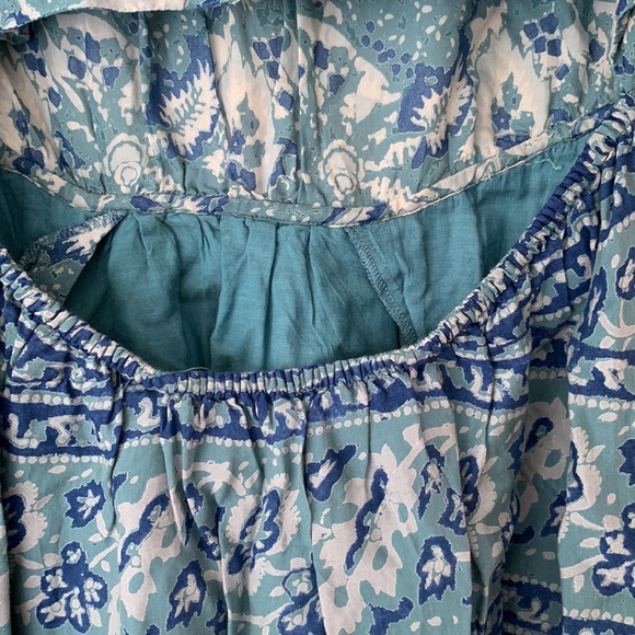 Free People Washed Blue Silver Sun Floral Blouson Open Back Mini Dress Size XS - Picture 14 of 16